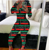 Casual Printed V Neck Long Sleeve Jumpsuits SHD-9431