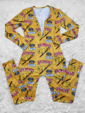 Casual Printed V Neck Long Sleeve Jumpsuits SHD-9431