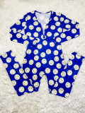 Casual Printed V Neck Long Sleeve Jumpsuits SHD-9431