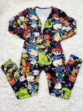 Casual Printed V Neck Long Sleeve Jumpsuits SHD-9431