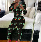 Casual Printed V Neck Long Sleeve Jumpsuits SHD-9431