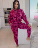 Plus Size 4XL Fashion Camouflage Long Sleeve Top And Pants Casual Sports Set WAF-7070-1