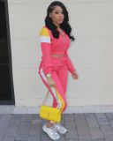Casual Patchwork Tracksuit Two Piece Sets LM-8127