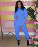 Plus Size Solid Long Sleeve Fitness Skinny Jumpsuits LUO-3062