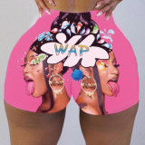 Plus Size Sexy Printed Bodycon Mini Shorts SHD-9315
