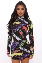 Sexy Print Slim Fit Long Sleeve Dress FNN-8532