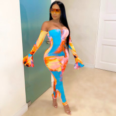 Sexy Print Off Shoulder Jumpsuit LSL-6386