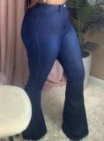 Denim Mid Waist Skinny Flared Jeans LSD-8790