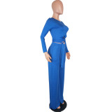 Fashion Casual Solid Color Lace Up Long Sleeve Two Piece Set LUO-3030-1