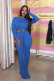 Fashion Casual Solid Color Lace Up Long Sleeve Two Piece Set LUO-3030-1