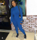 Fashion Embroidered Letters Rib Slim Fit Jumpsuit Without Mask OSM-6115