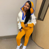 Color Block Splice Lambswool Sweatshirts Two Piece Set GLF-8067