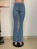 Denim Mid Waist Skinny Flared Jeans LSD-8790