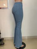 Denim Mid Waist Skinny Flared Jeans LSD-8790