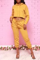 Solid Hoodies Sweatpants Casual Two Piece Set AIL-131