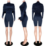 Sexy Velvet Zipper Long Sleeve Rompers ASL-6306
