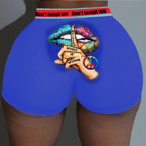 Sexy Lips Print Sexy Bodycon Mini Shorts SXF-0155