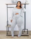Slim Fit Drawstring Top And Stacked Pants Two Piece Sets XYF-9060