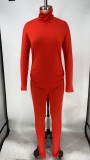 Solid Long Sleeve Turtleneck Two Piece Pants Set XMY-9268