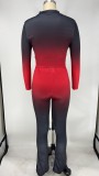 Gradient Zipper Long Sleeve Two Piece Pants Set XMY-9267