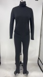 Solid Long Sleeve Turtleneck Two Piece Pants Set XMY-9268