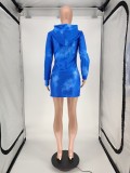 LUCKY LABEL Letter Print Casual Hoodies Dress WSM-5202