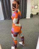 Sexy Striped Rib Long Sleeve Bodycon Jumpsuit WSM-5205