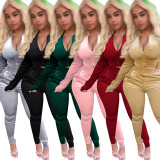 Casual Velvet Zipper Long Sleeve 2 Piece Sets NIK-185