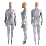 Casual Velvet Zipper Long Sleeve 2 Piece Sets NIK-185
