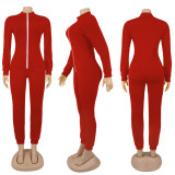 Casual Zipper Long Sleeve One Piece Jumpsuits SFY-187