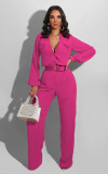 Casual Loose Solid Long Sleeve Jumpsuit Without Belt SFY-190