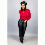 Plus Size PU Leather Skinny Stacked Pants LSD-8619