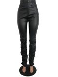 Plus Size PU Leather Skinny Stacked Pants LSD-8619