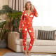 Red Christmas Sexy Tight Printed Jumpsuit OSIF-20888