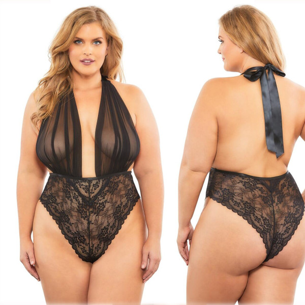 Sexy Halter Backless Mesh See Through Babydoll Underwear YQ-405