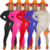 Casual Solid Sweatshirt Sweatpants Two Piece Sets XMY-9274
