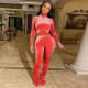 Solid Velvet Turtleneck Long Sleeve Two Piece Sets SMR-9886