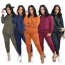 Casual Solid Thicken Long Sleeve 2 Piece Suits IV-8146
