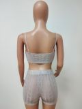 Sexy Knitted Cami Top And Shprts Two Piece Sets LSD-9802