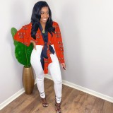 Trendy Printed Long Sleeve Tie Up Blouse Tops SHD-9453