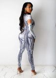 Dollar Print Long Sleeve Slim Jumpsuits SHD-9506