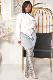 Solid Long Sleeve Irregular Patchwork Belt Tops BLX-7550