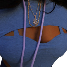 Fashion Sexy Solid Color Hooded Hollow Sweatshirts GLF-8088