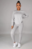 Solid Long Sleeve O Neck Casual Two Piece Sets SFY-217