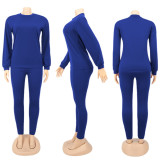 Solid Long Sleeve O Neck Casual Two Piece Sets SFY-217