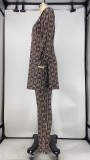 Geometric Print Split Long Tops And Pants 2 Piece Sets XMY-9284