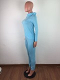 Solid Hooded Long Sleeve Two Piece Sets LX-7663