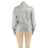Sequins Slim Street Trend Plus Size 5XL Shirts OSIF-21023