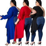Plus Size 5XL Sexy Solid One Shouder Irregular Tops ASL-7010