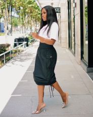 Black Drawstring Long Skirt OD-8413